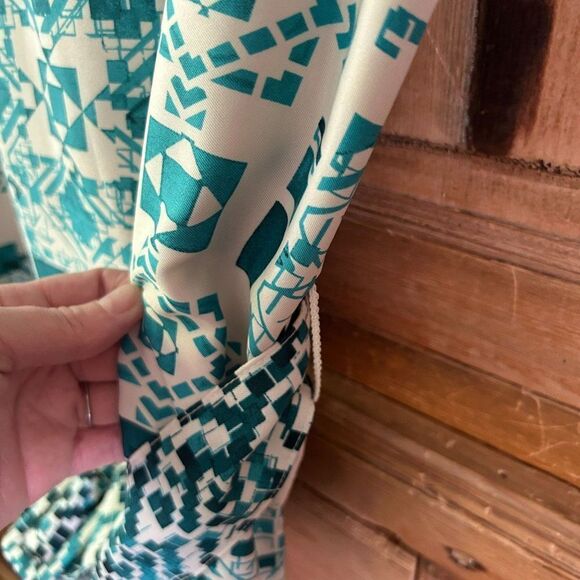 The Limited Size Small Cream Turquoise Blue Shift Dress Sleeveless Belted NWT - Picture 6 of 12